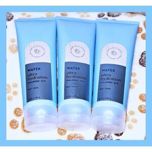 Bath & Body Works 8 oz WATER Ultra Hydration Hyaluronic Body Cream x3